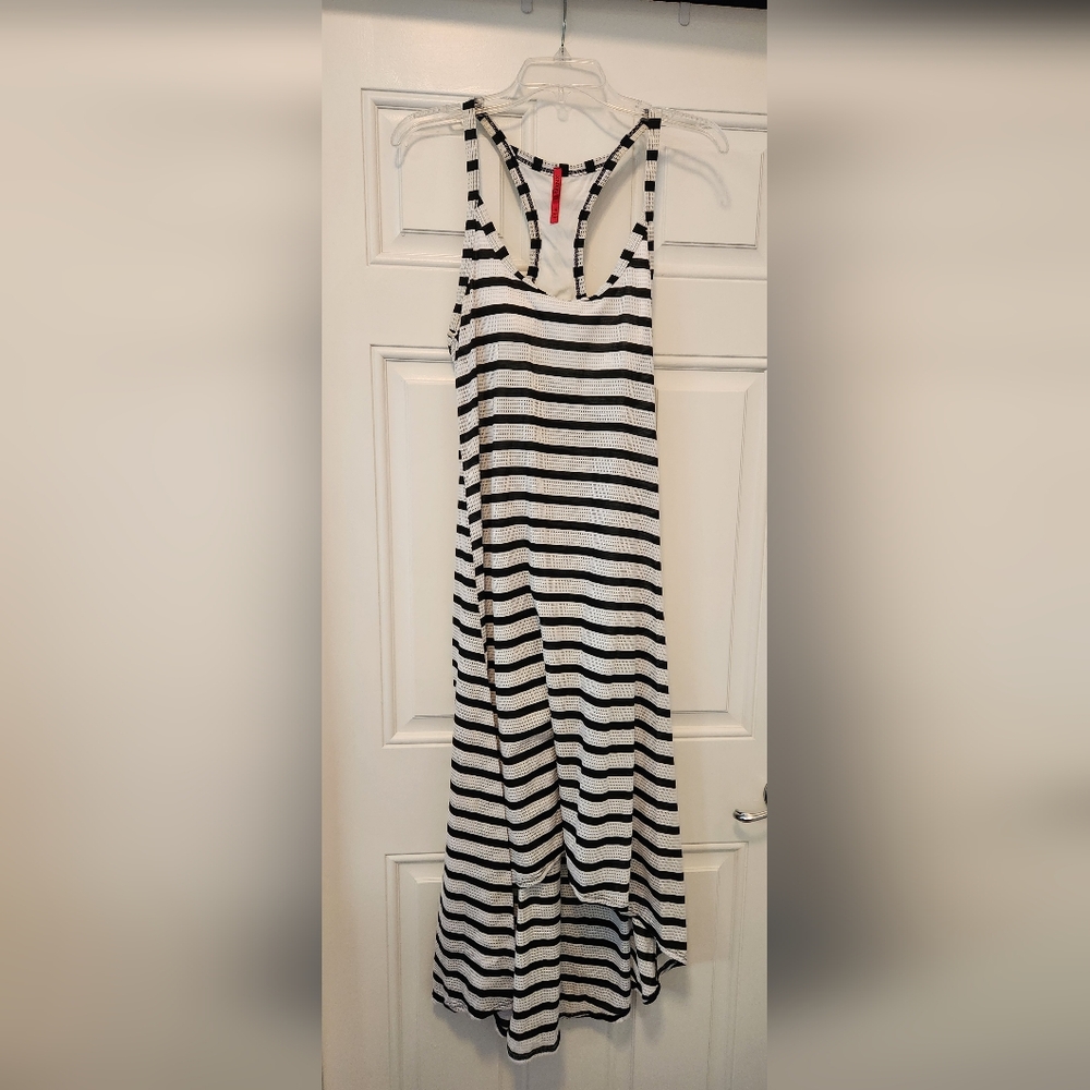 Spanx Striped Halter Racerback High Low Maxi Coverup Beach Dress Size Large